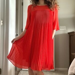 Anthropologie Maeve Pleated Swing Red Dress - Size S